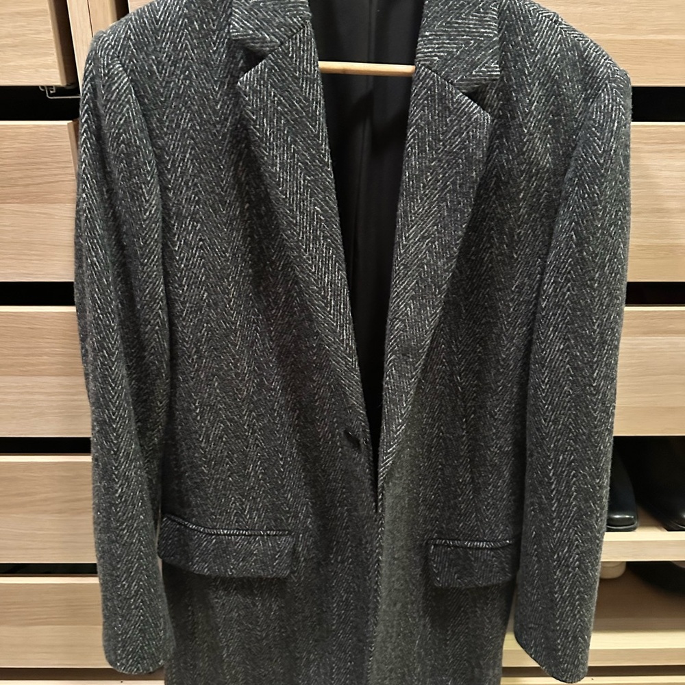 All Saints Charcoal Herringbone Coat